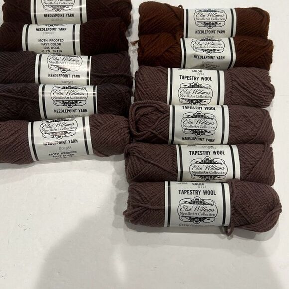 Elsa Williams Mixed Lot 11 Skeins Brown Needlepoint Yarn 40 Yd Skein 100% Wool - Picture 8 of 12